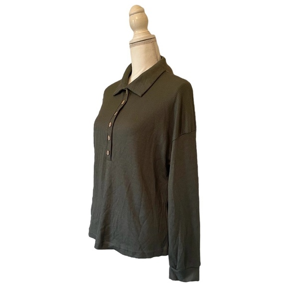 SHEIN Olive Green Long Sleeve Button-Up Women's Top Small - Picture 2 of 13
